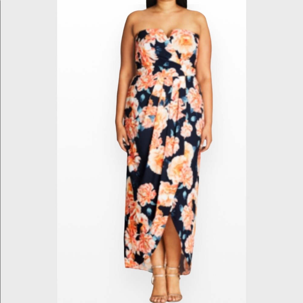 City Chic  FLORAL-PRINT MAXI DRESS IN TULIP TIME